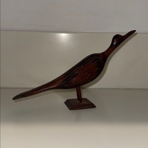 VINTAGE Hand Carved Wood Roadrunner Figurine Small Bird Carving Vintage Folk Art